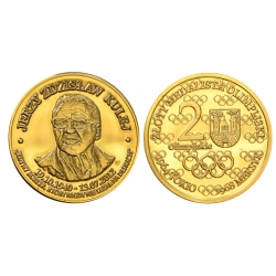 Moneta pamiątkowa Jerzego Kuleja pozłocona
